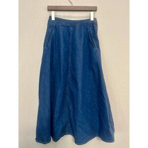 Amanda Fielding Vintage Side Button Jean Denim Cottagecore Skirt Sz Med (8-10)